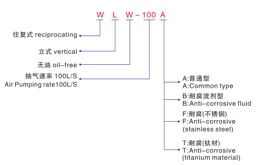 WLW無(wú)油立式真空泵-型號(hào)說(shuō)明